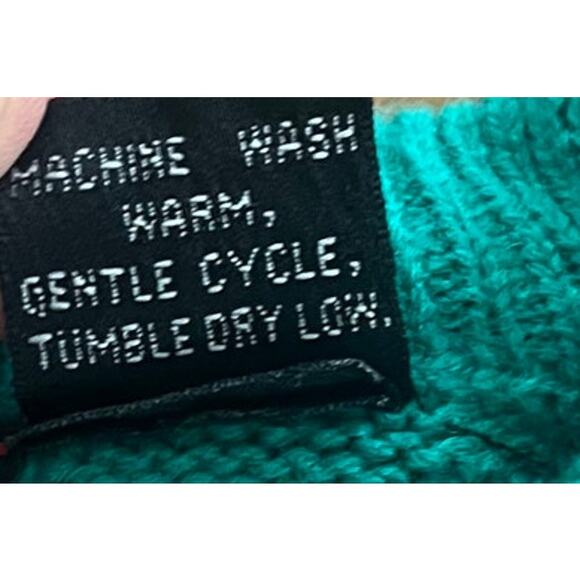 Vintage Rainbow Ridge Green Teal 100% Acrylic Crewneck Sweater-Large - Picture 3 of 6